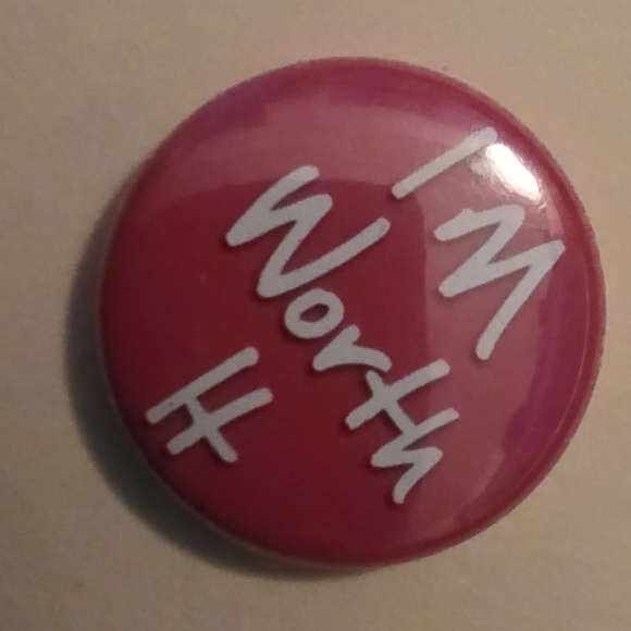 Purple and Pink Button Pins, Political Slogan Buttons, Creativity is Freedom, - Picture 3 of 6